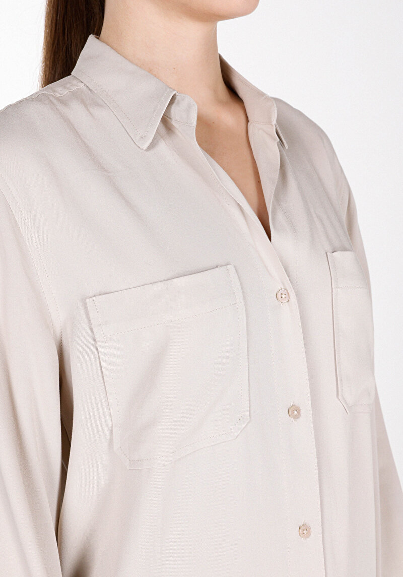 Imagine a Regular Fit Cămașă Decolteu Drept Cămașă Nurcă Roll-Up Pentru Femei