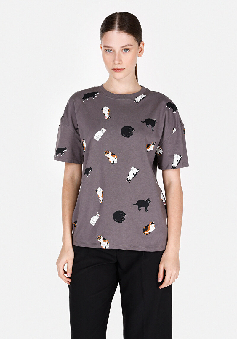 Afișați detalii pentru Tricou Cu Maneca Scurta De Dama Antracit Comfort Fit  Cl1073448