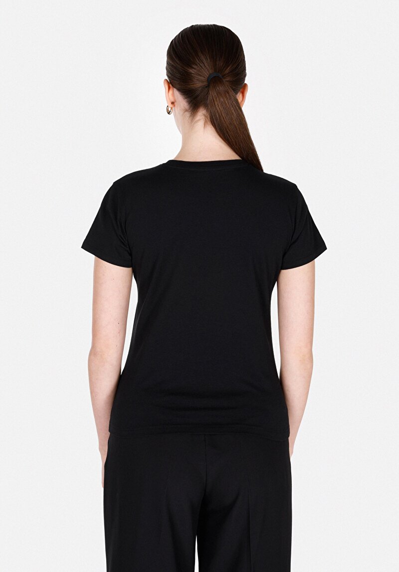 Afișați detalii pentru Tricou Cu Maneca Scurta De Dama Negru Slim Fit  Cl1073449