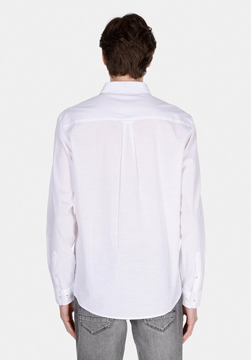 Imagine a Camasa Cu Maneca Lunga De Barbati Alb Regular Fit Cl1073846