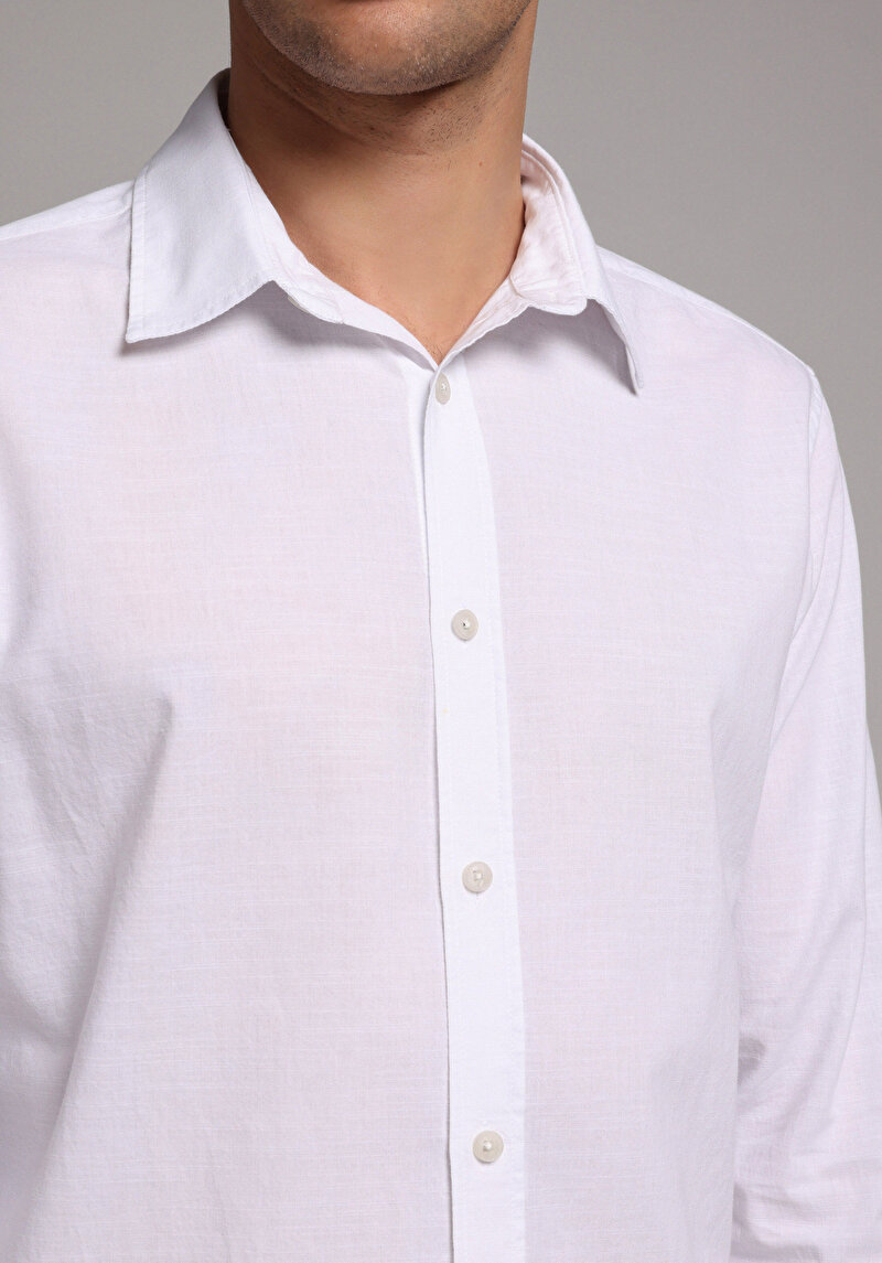 Imagine a Camasa Cu Maneca Lunga De Barbati Alb Regular Fit Cl1073846