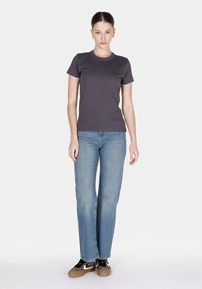 Imagine a Tricou Cu Maneca Scurta De Dama Antracit Slim Fit  Cl1068567