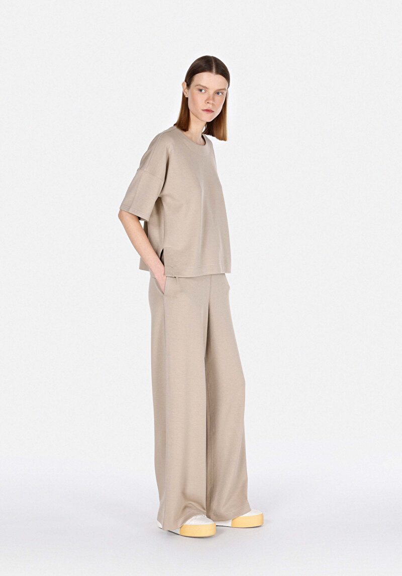 Imagine a Bluza Cu Maneca Scurta De Dama Bej Comfort Fit Cl1073031