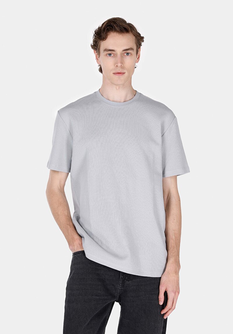 Imagine a Comfort Fit Round Neck Drept Bărbați Albastru Tricou Cu Mânecă Scurtă