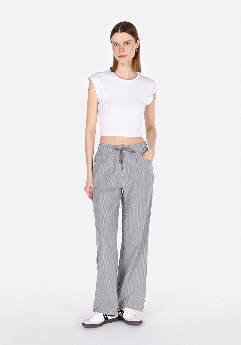 Imagine a Drept Fit Talie Talie Pantaloni Largi Pentru Femei Antracit