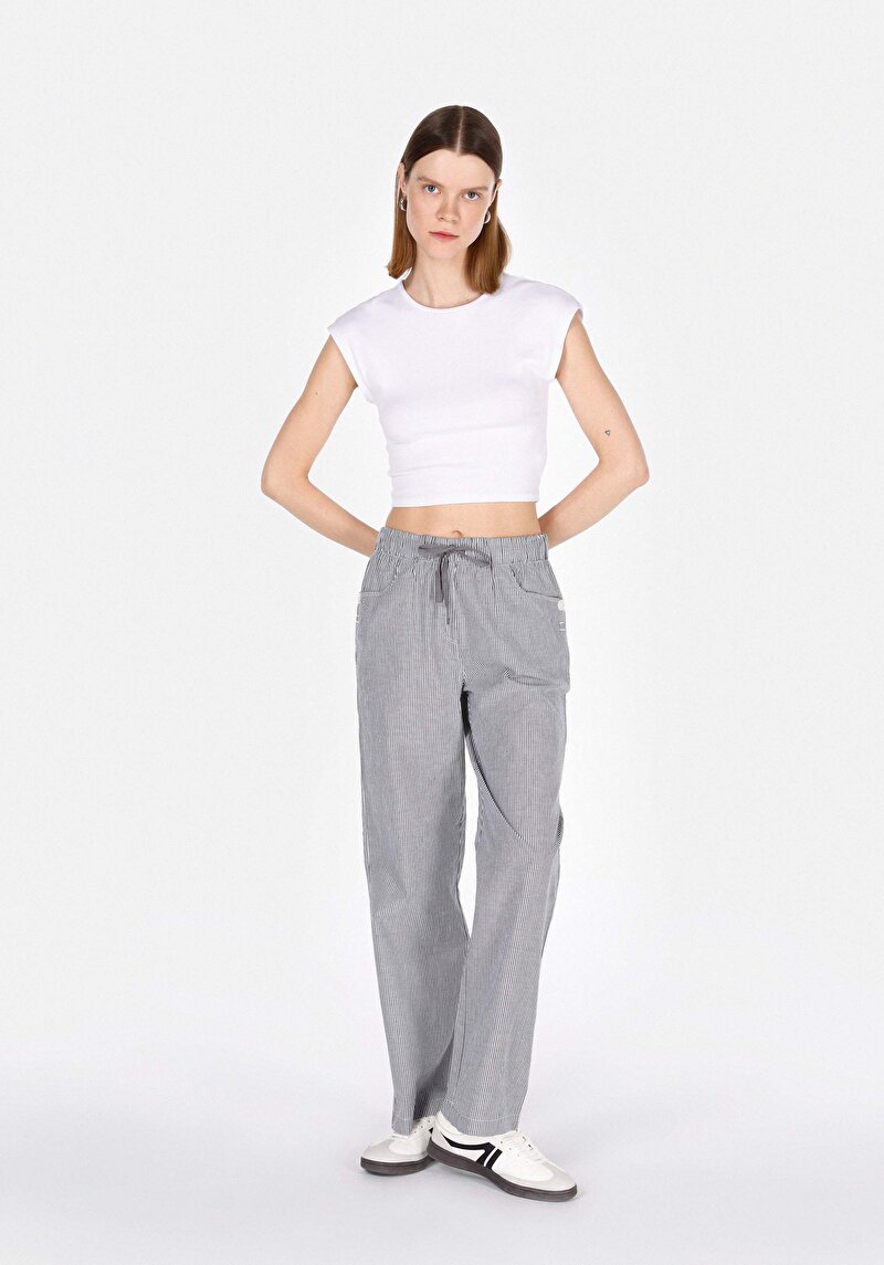 Imagine a Drept Fit Talie Talie Pantaloni Largi Pentru Femei Antracit