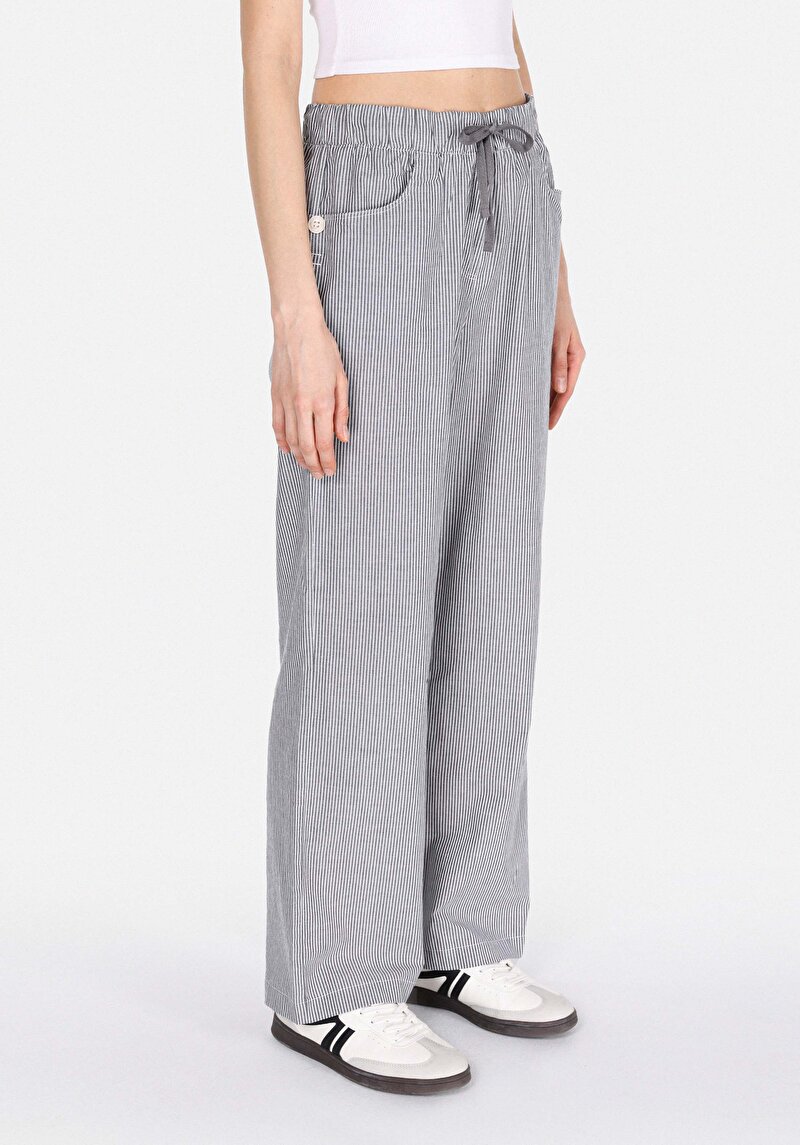 Afișați detalii pentru Drept Fit Talie Talie Pantaloni Largi Pentru Femei Antracit