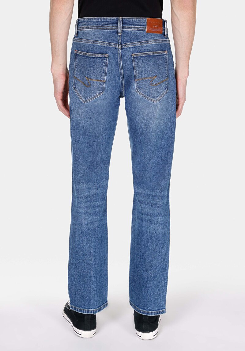 Imagine a Regular Fit Talie Medie Picior Drept Blugi Indigo Pentru Bărbați