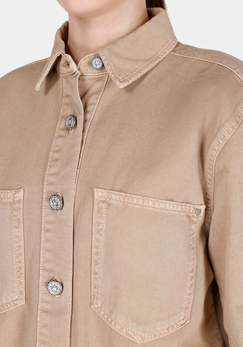 Afișați detalii pentru Regular Fit Classic Collar Cămașă Cu Mânecă Lungă Din Denim Pentru Femei