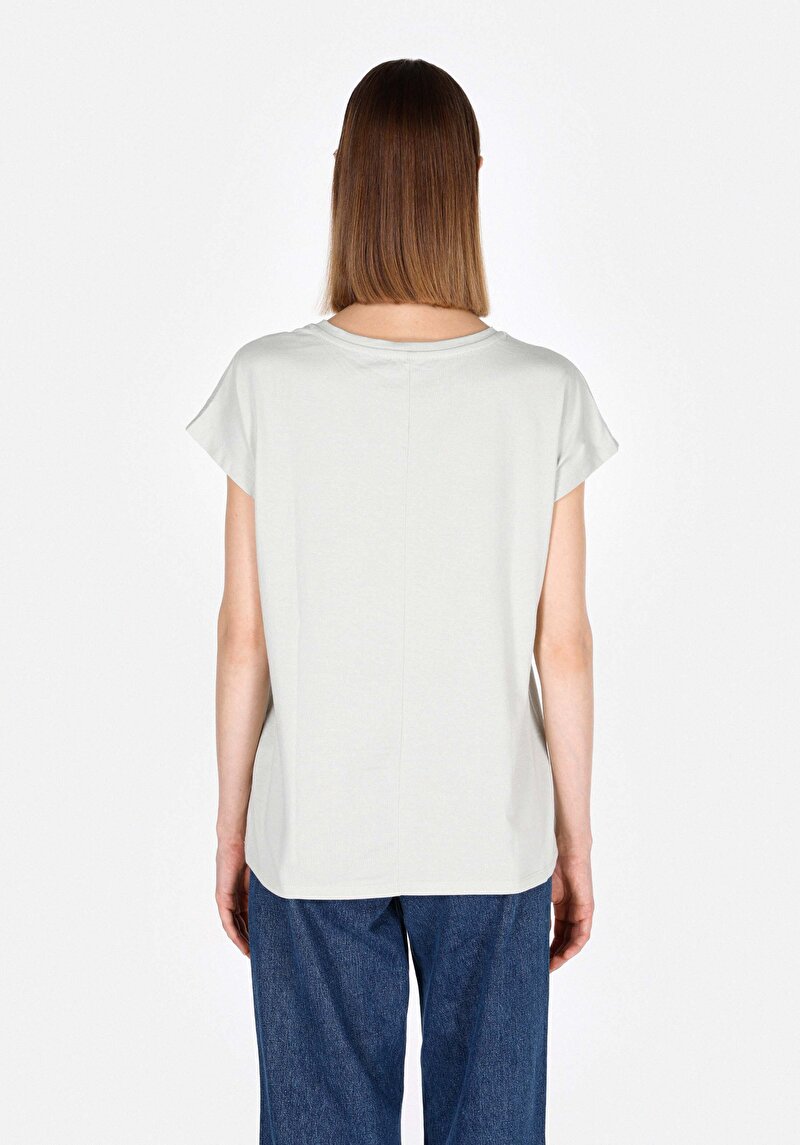 Imagine a Regular Fit Round Neck Imprimat Tricou Verde Cu Mânecă Scurtă Pentru Femei