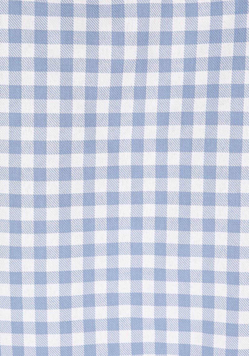 Afișați detalii pentru Regular Fit Cămașă Gât În Carouri Cămașă Albastră Roll-Up Pentru Femei