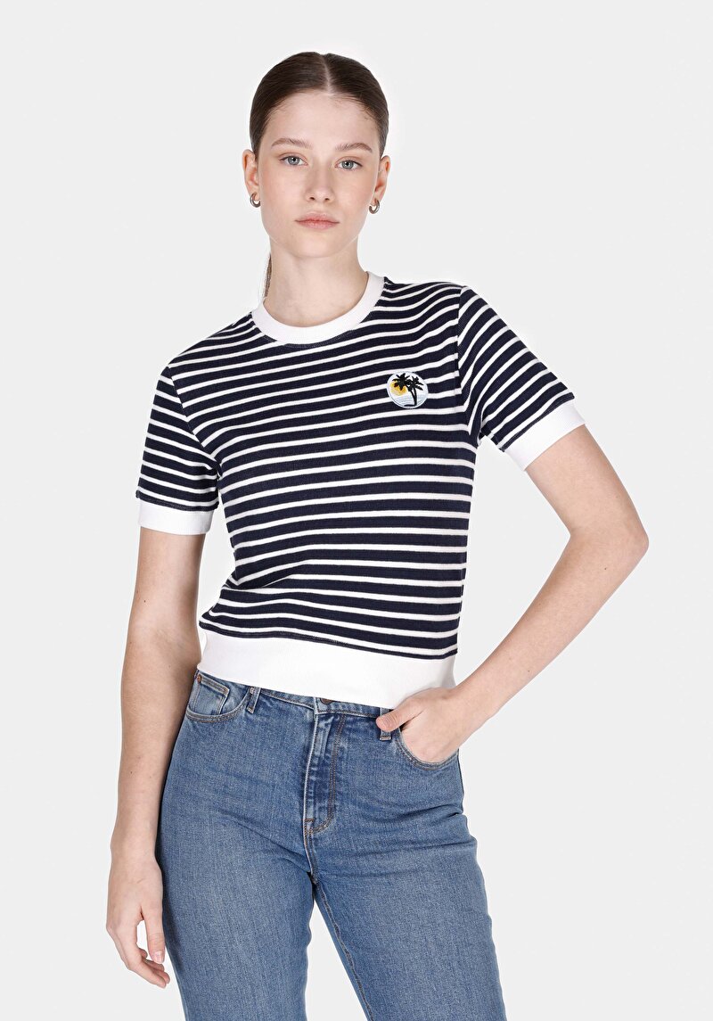 Imagine a Pulover Cu Mâneci Scurte De Dama Alb Slim Fit  Cl1073196