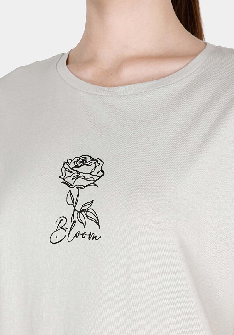 Imagine a Regular Fit Round Neck Imprimat Tricou Verde Cu Mânecă Scurtă Pentru Femei