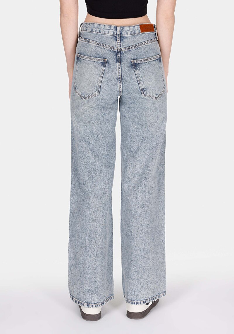 Imagine a Regular Fit Talie Înaltă Picior Larg Blugi Din Denim Pentru Femei