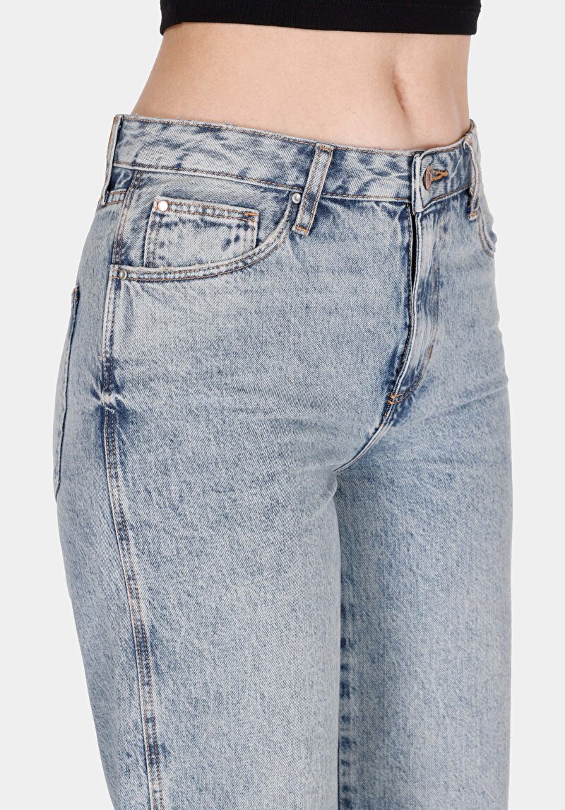 Afișați detalii pentru Regular Fit Talie Înaltă Picior Larg Blugi Din Denim Pentru Femei