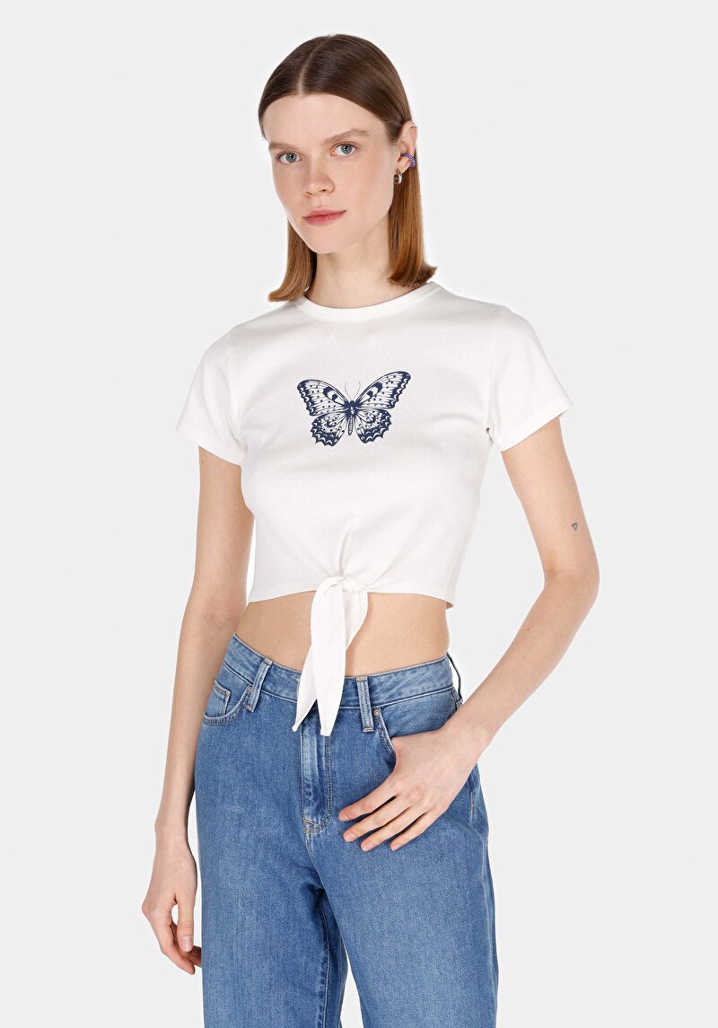 Imagine a Bluza Cu Maneca Scurta De Dama Alb Slim Fit Cl1073540