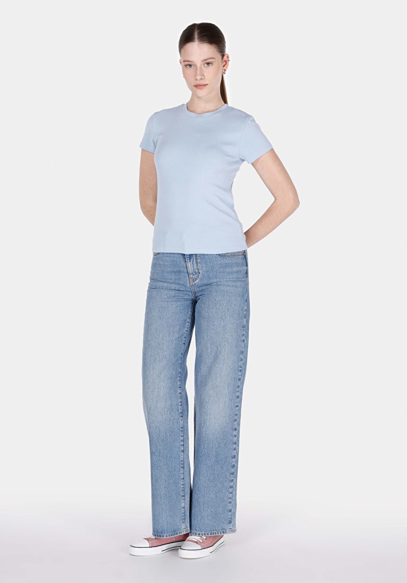 Afișați detalii pentru Tricou Cu Maneca Scurta De Dama Albastru Slim Fit  Cl1073597