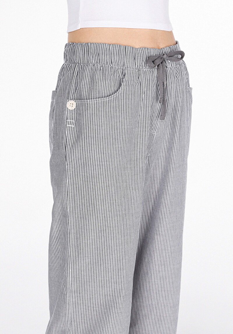 Afișați detalii pentru Drept Fit Talie Talie Pantaloni Largi Pentru Femei Antracit