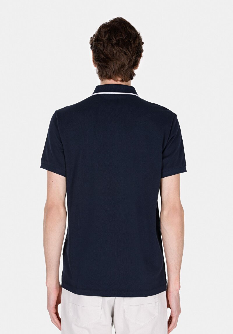 Imagine a Tricou Polo Cu Maneca Scurta De Barbati Albastru Marin Regular Fit  Cl1073958