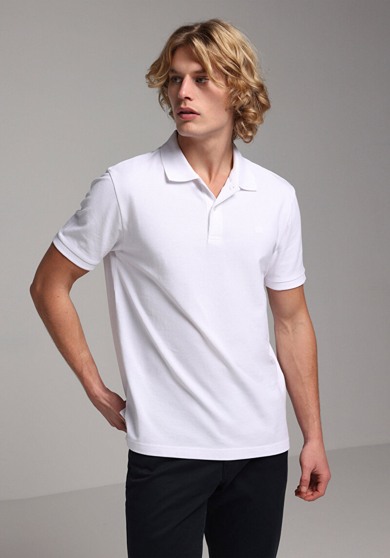 Imagine a Tricou Polo Cu Maneca Scurta De Barbati Alb Regular Fit Cl1073960