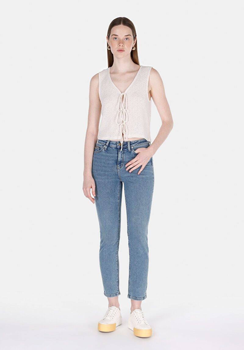 Imagine a Pantaloni De Dama Albastru Slim Fit 703 Carla Cl1074767