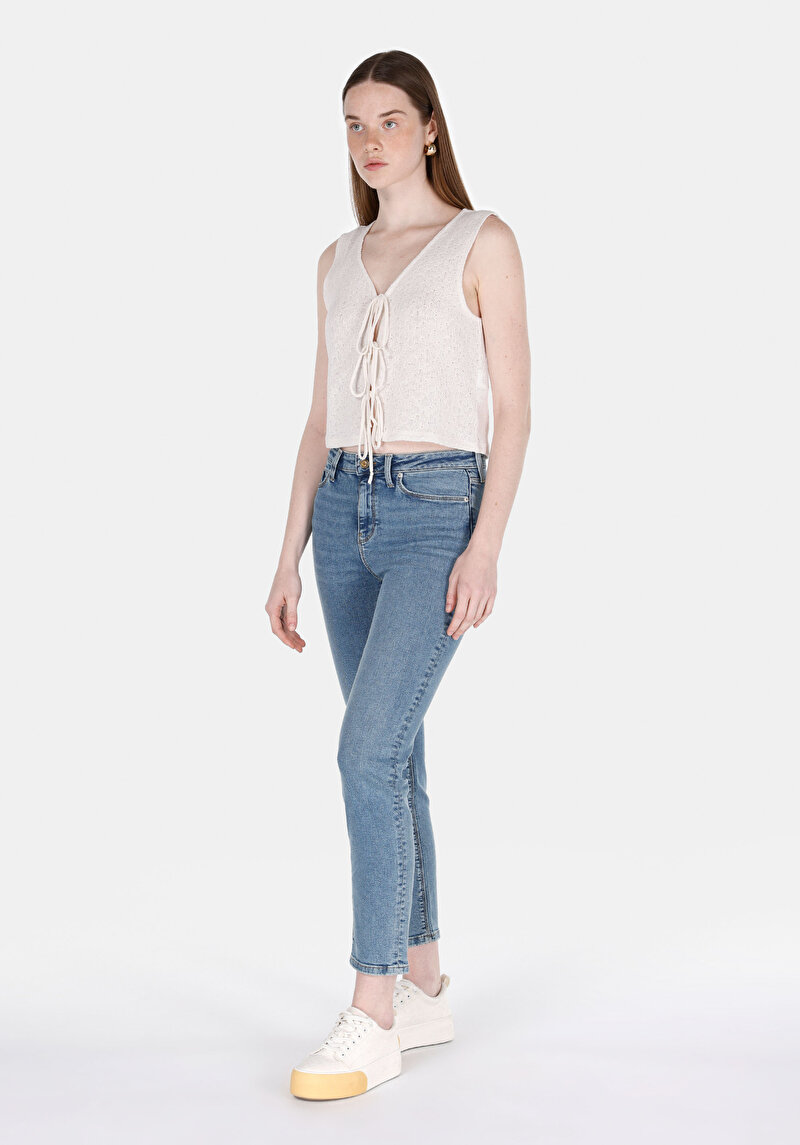 Imagine a Pantaloni De Dama Albastru Slim Fit 703 Carla Cl1074767