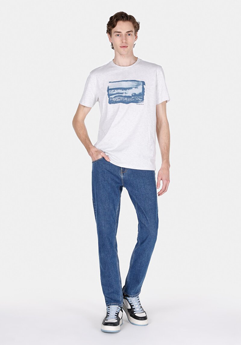 Imagine a Tricou Cu Maneca Scurta De Barbati Ecru Regular Fit Cl1072323