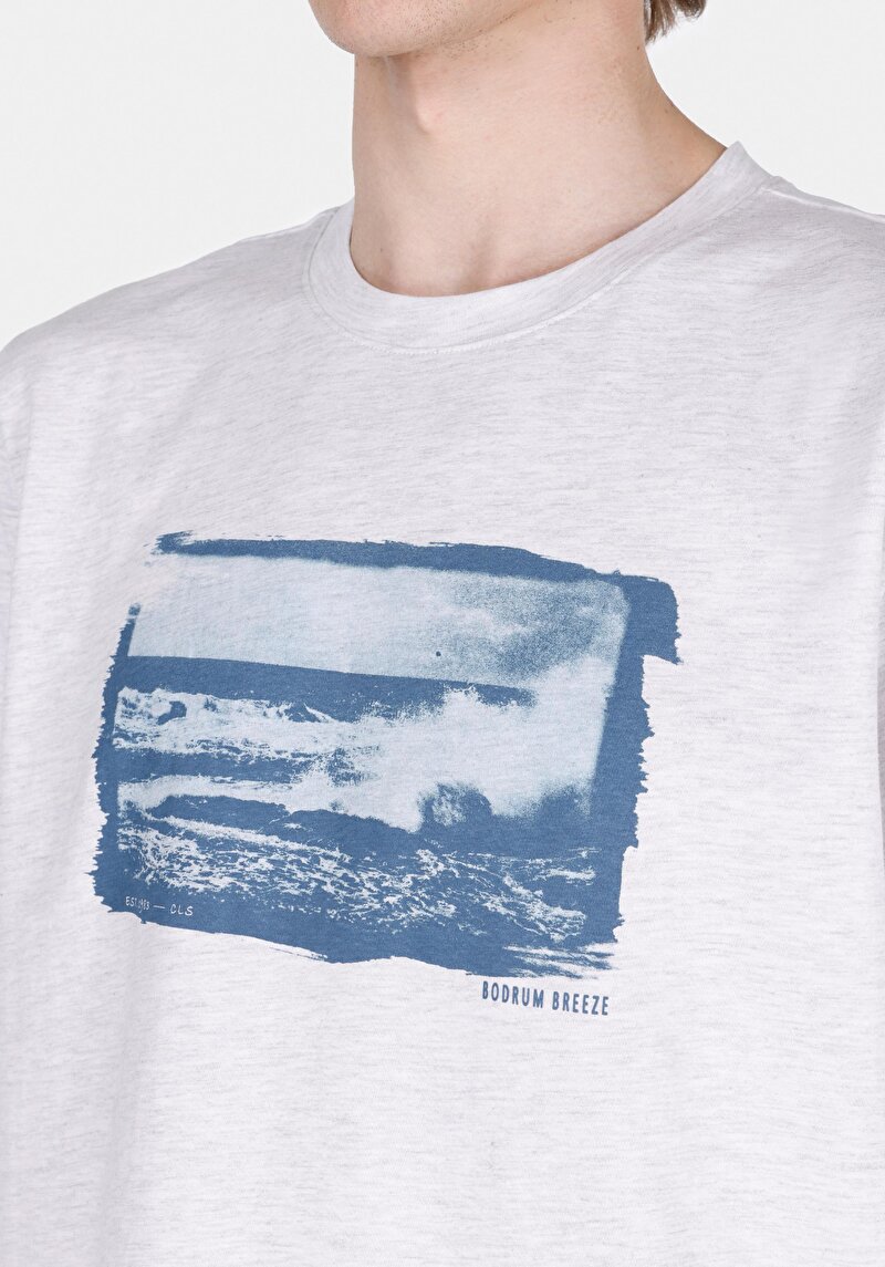 Imagine a Tricou Cu Maneca Scurta De Barbati Ecru Regular Fit Cl1072323