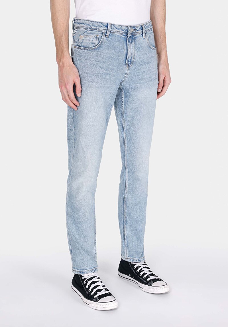 Afișați detalii pentru Pantaloni De Barbati Albastru Straight Fit 044 Karl Cl1073395