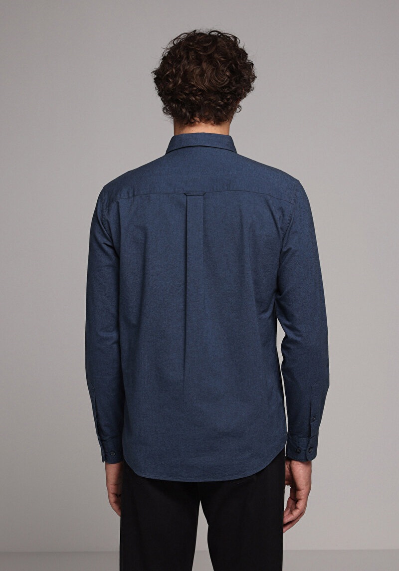 Imagine a Camasa Cu Maneca Lunga De Barbati Albastru Marin Regular Fit Cl1073845