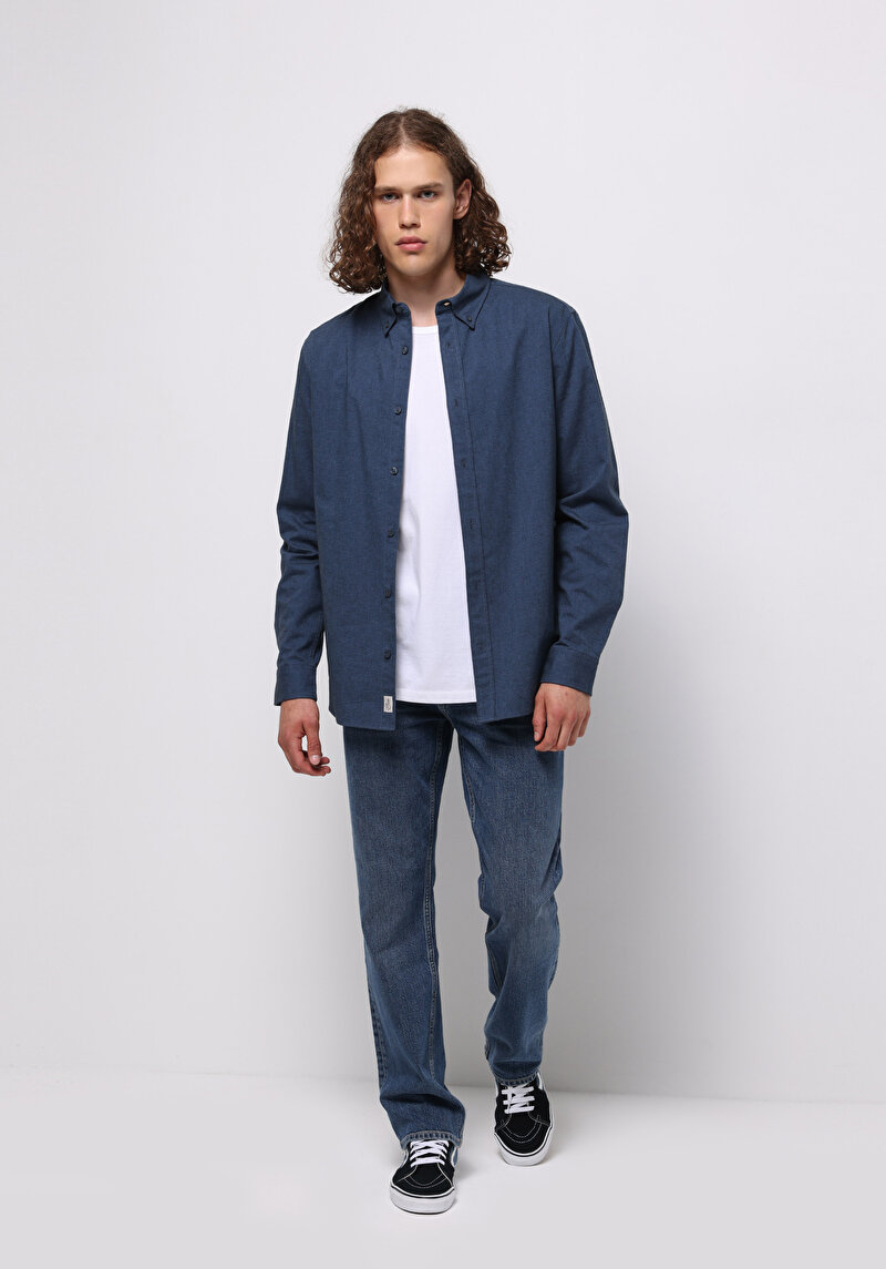 Afișați detalii pentru Camasa Cu Maneca Lunga De Barbati Albastru Marin Regular Fit  Cl1073845