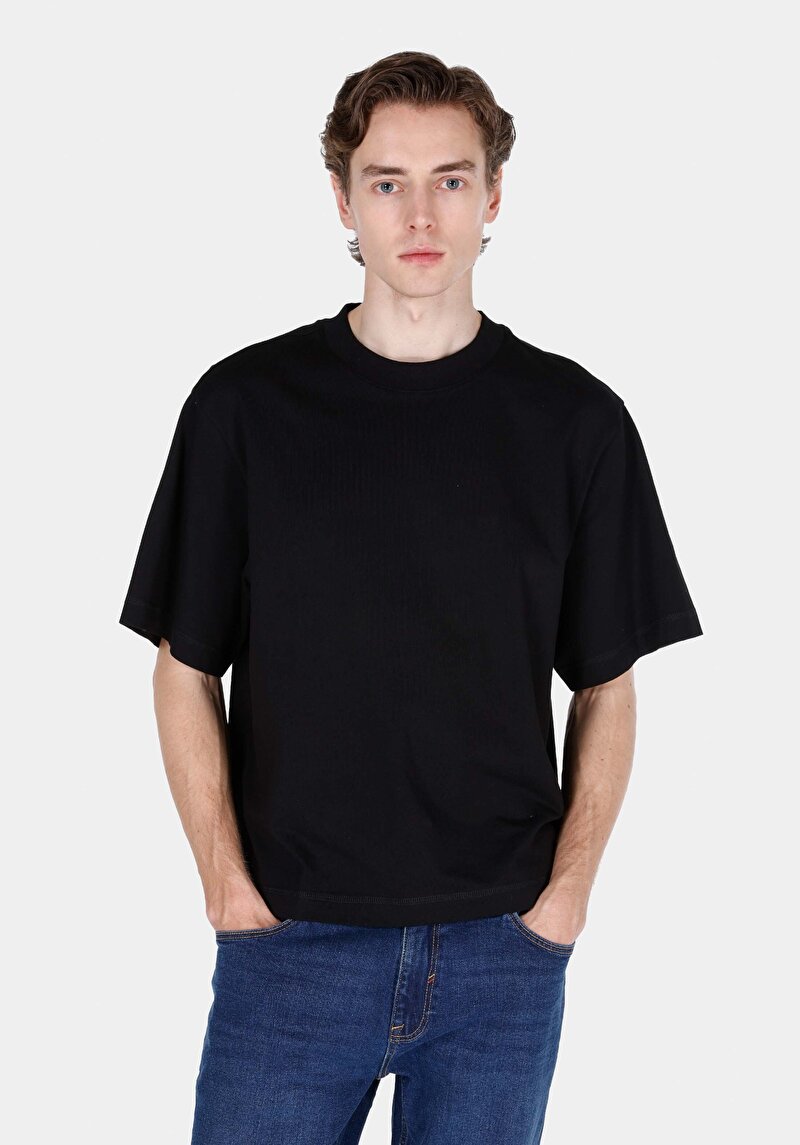 Imagine a Tricou Cu Maneca Scurta De Barbati Negru Boxy Fit  Cl1073994