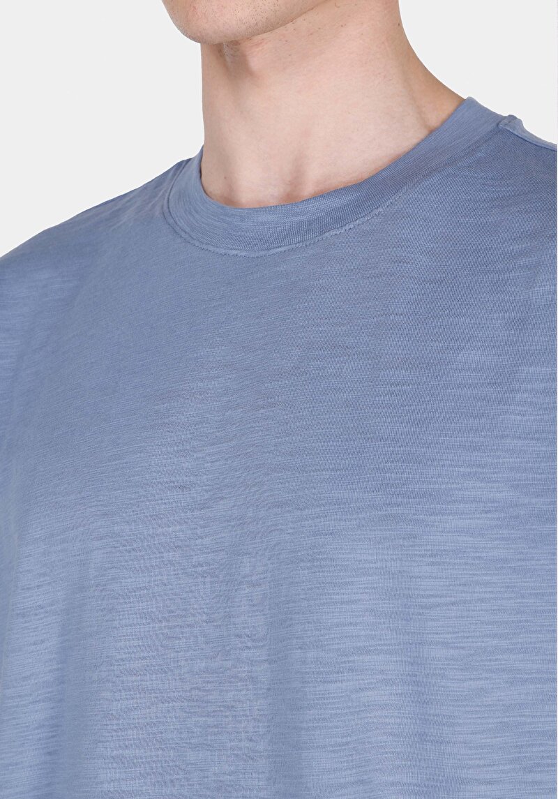 Imagine a Comfort Fit Round Neck Drept Bărbați Albastru Tricou Cu Mânecă Scurtă