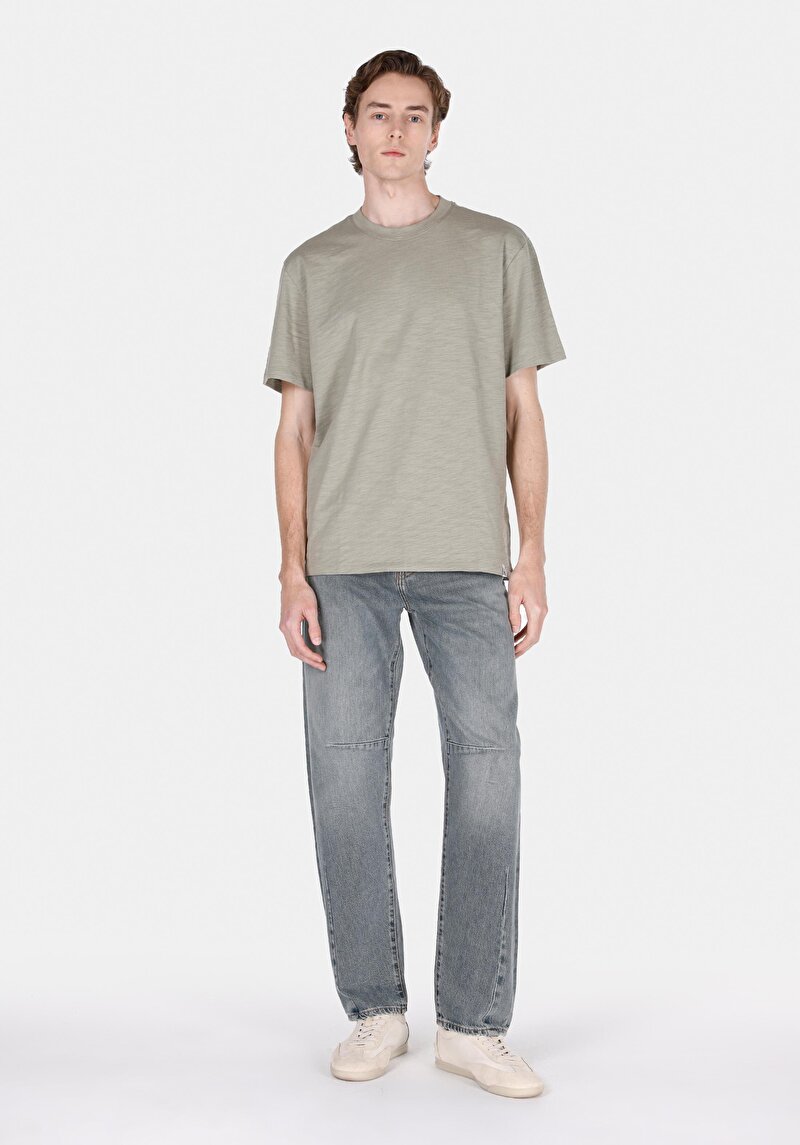 Imagine a Comfort Fit Round Neck Drept Bărbați Verde Tricou Cu Mânecă Scurtă