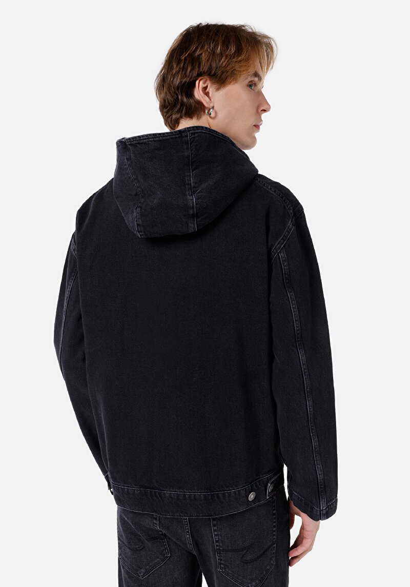Afișați detalii pentru Jachetă Din Denim Pentru Bărbați Cu Nasturi Supradimensionați