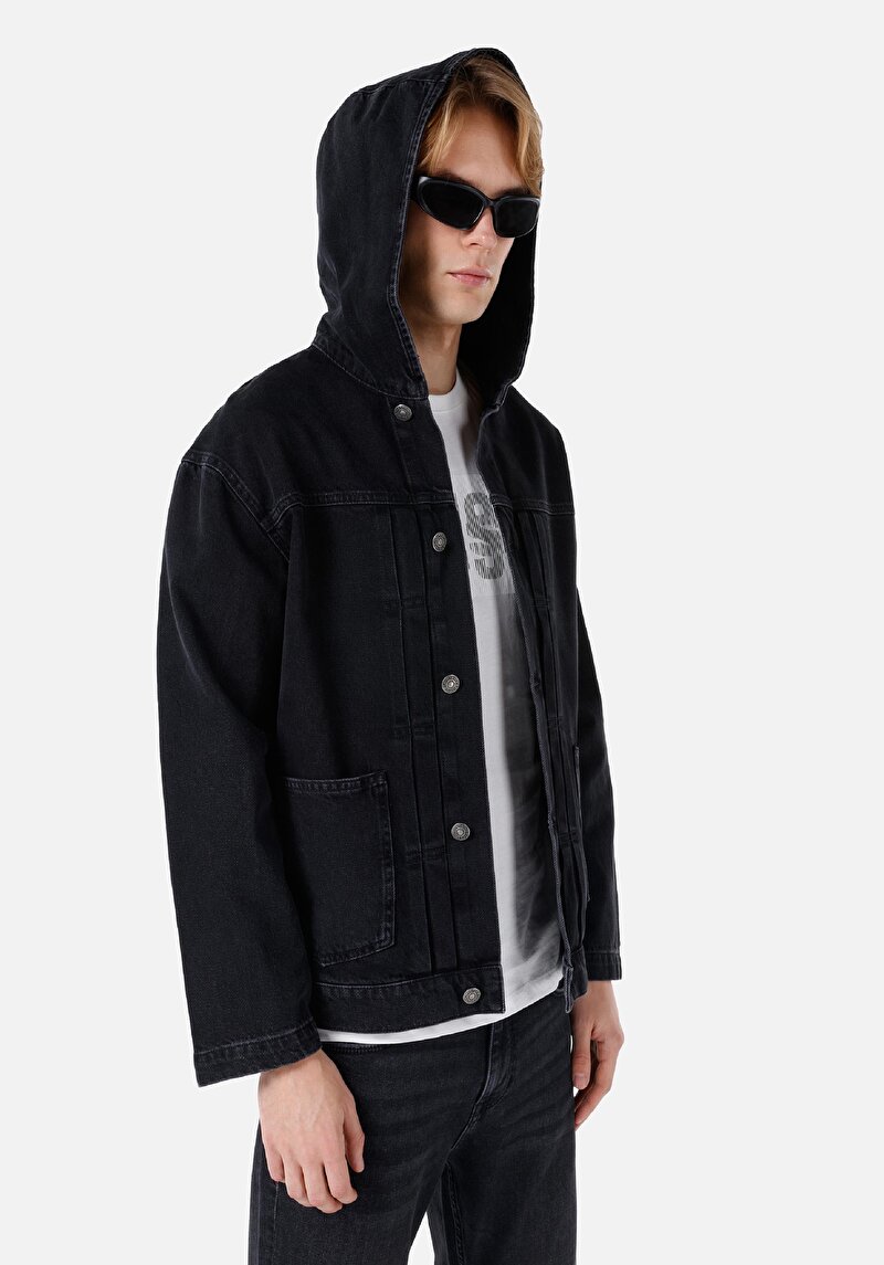 Afișați detalii pentru Jachetă Din Denim Pentru Bărbați Cu Nasturi Supradimensionați