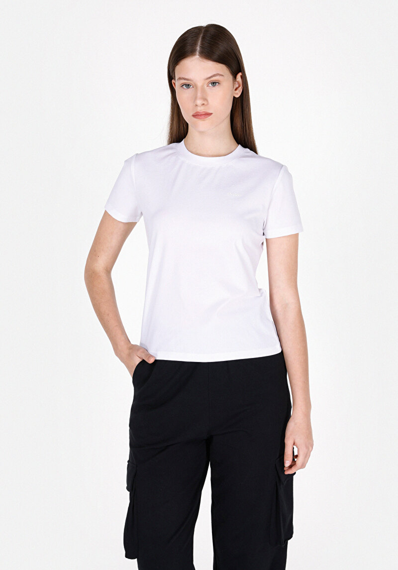 Imagine a Tricou Cu Maneca Scurta De Dama Alb Slim Fit  Cl1073294