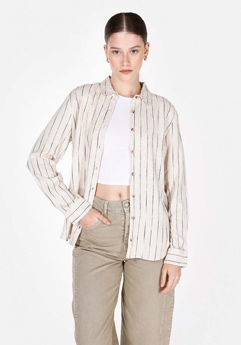 Imagine a Camasa Cu Maneca Lunga De Dama Bej Regular Fit  Cl1073306