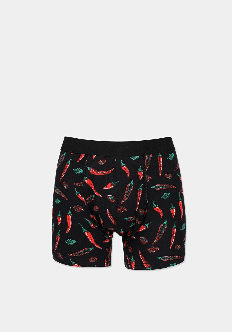 Imagine a Boxer Negru Pentru Bărbați Cu İmprimeu Modern Fit