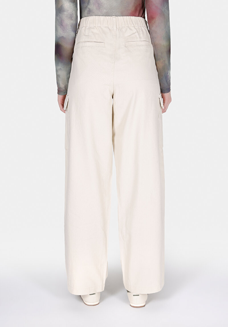 Afișați detalii pentru Regular Fit Talie Înaltă Picior Lat Pantaloni Bej Pentru Femei