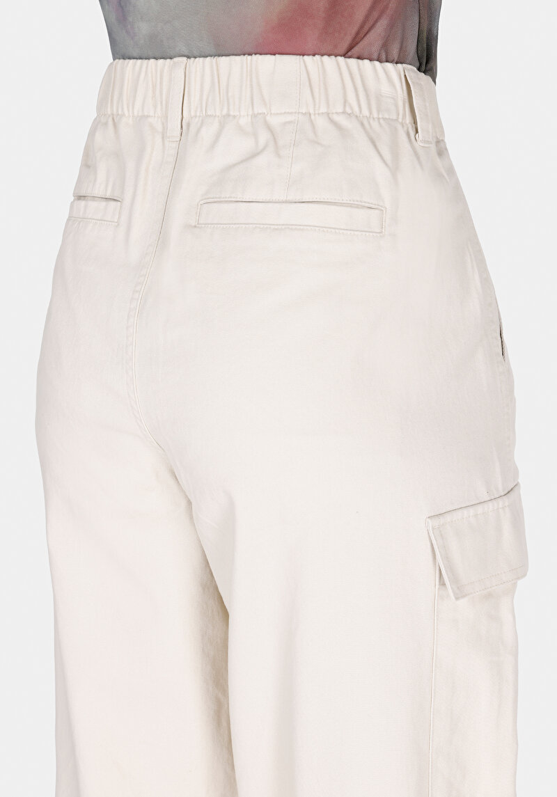 Afișați detalii pentru Regular Fit Talie Înaltă Picior Lat Pantaloni Bej Pentru Femei