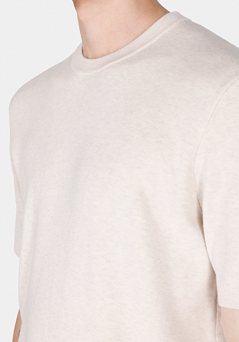 Imagine a Pulover Cu Mâneci Scurte De Barbati Bej Regular Fit Cl1074002