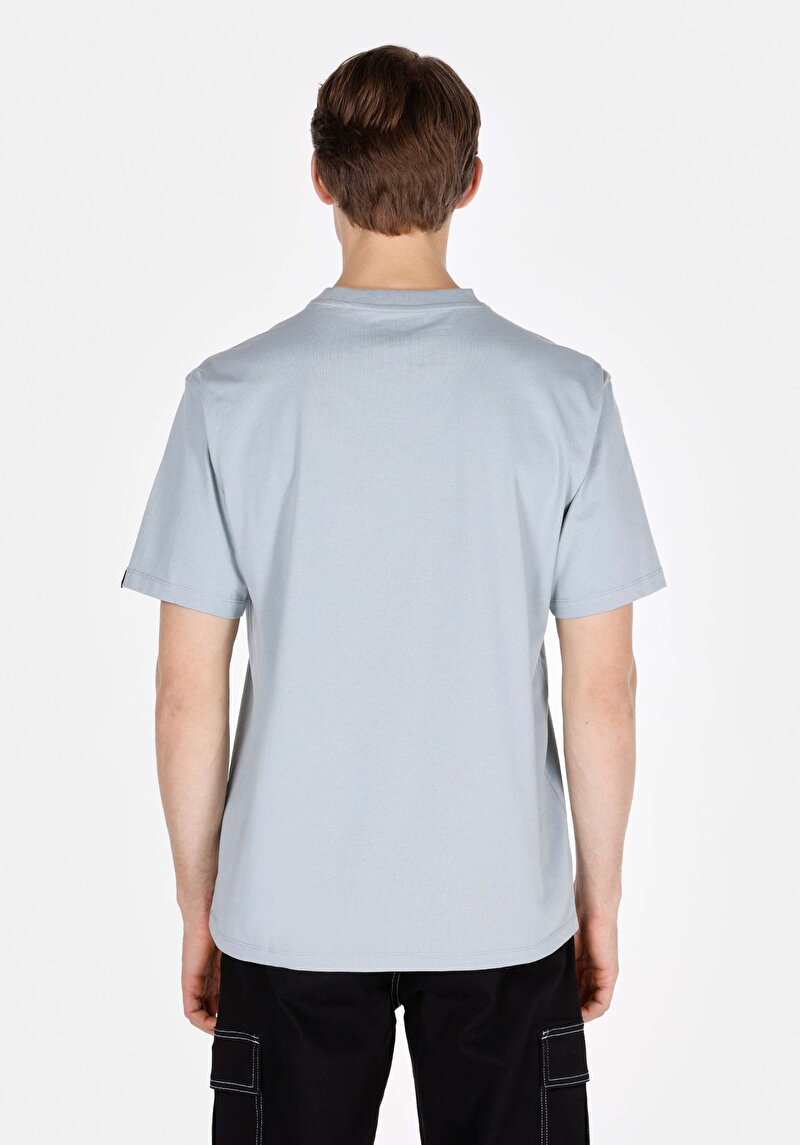 Imagine a Comfort Fit Round Neck Drept Bărbați Albastru Tricou Cu Mânecă Scurtă