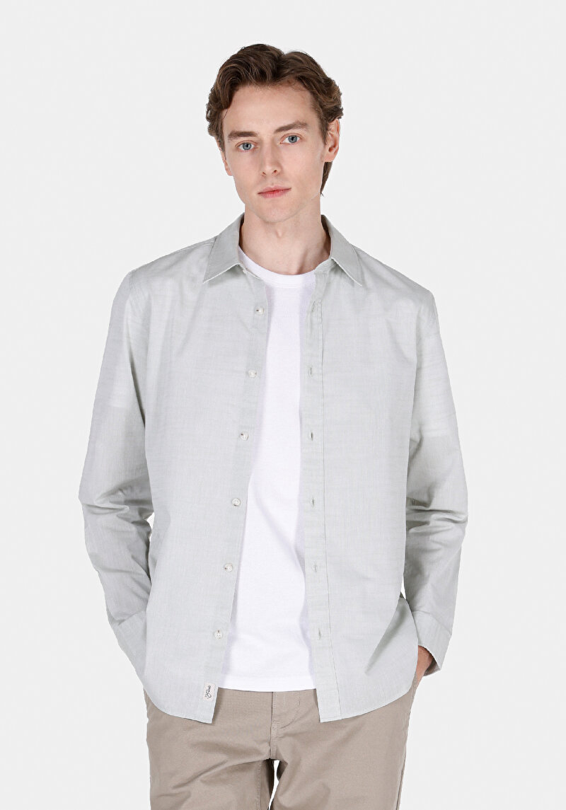 Imagine a Camasa Cu Maneca Lunga De Barbati Verde Regular Fit  Cl1073846