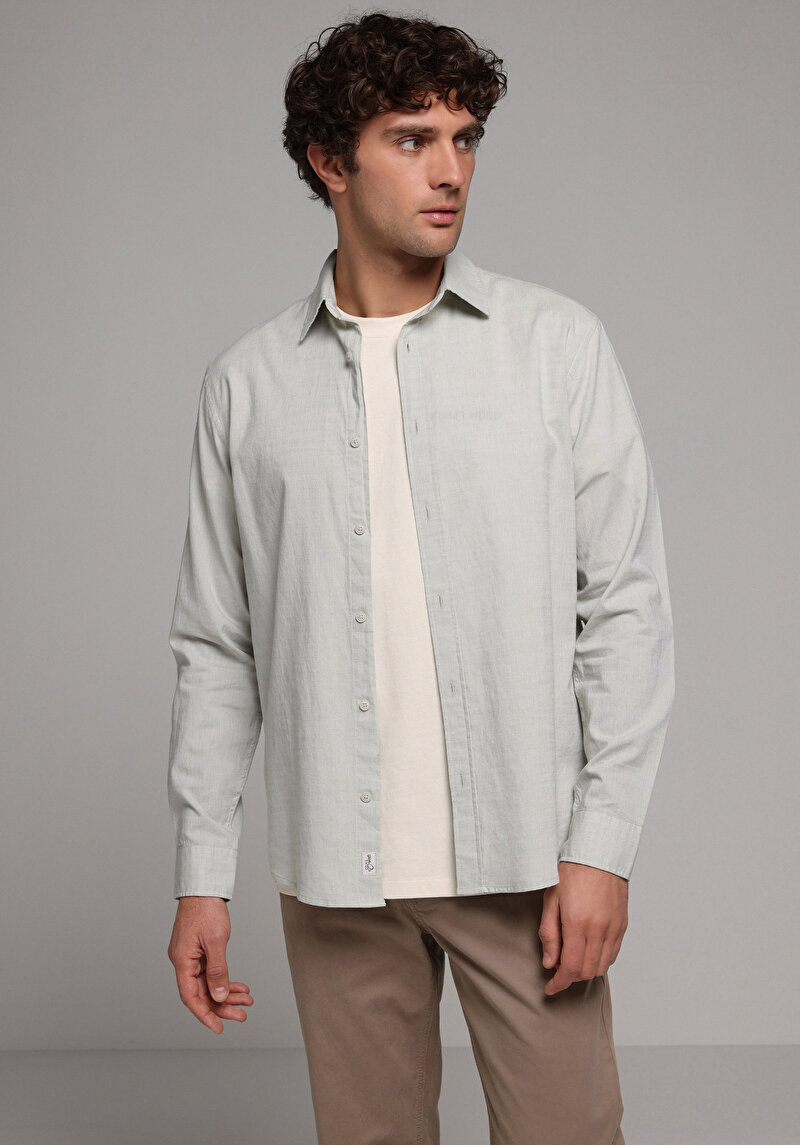 Imagine a Camasa Cu Maneca Lunga De Barbati Verde Regular Fit Cl1073846