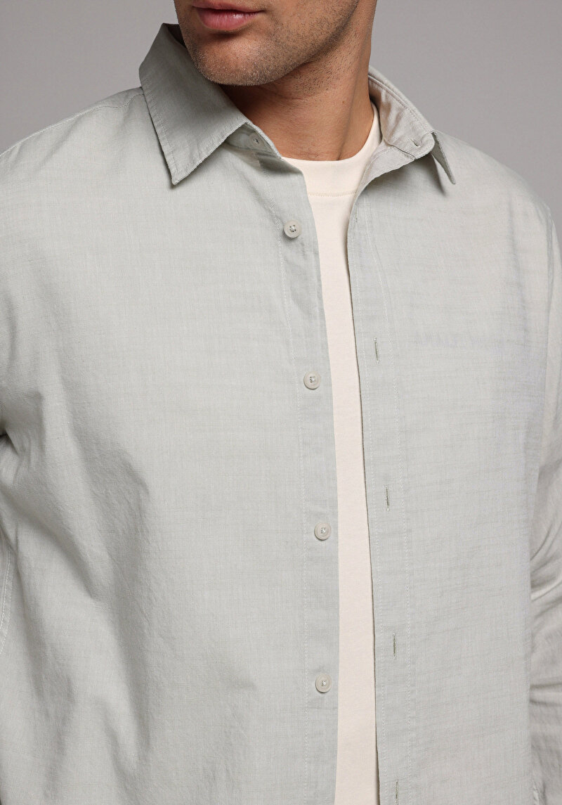 Imagine a Camasa Cu Maneca Lunga De Barbati Verde Regular Fit Cl1073846