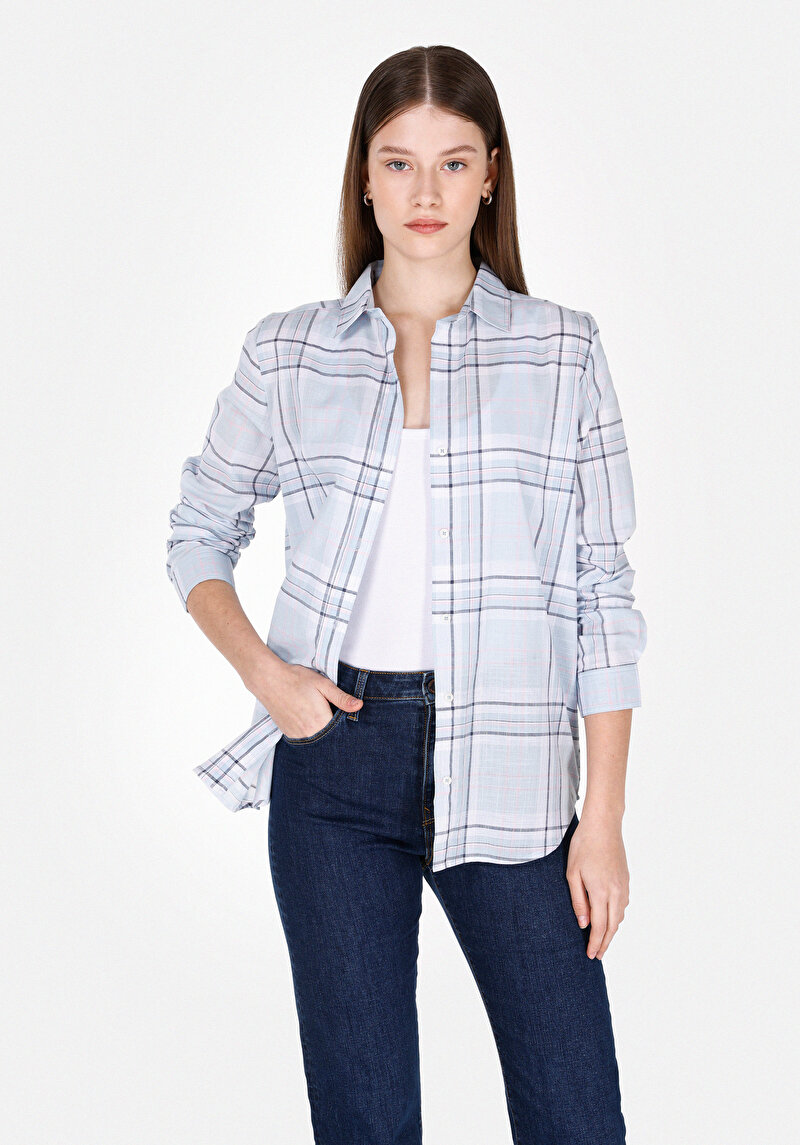 Imagine a Camasa Cu Maneca Lunga De Dama Albastru Regular Fit Cl1073915