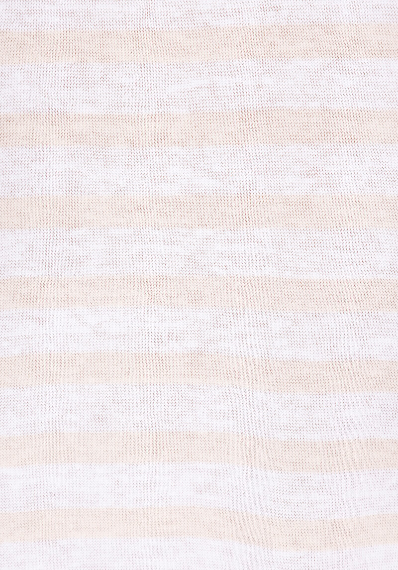 Afișați detalii pentru Regular Fit Round Neck Striped Tricou Cu Mânecă Scurtă Bej Pentru Femei