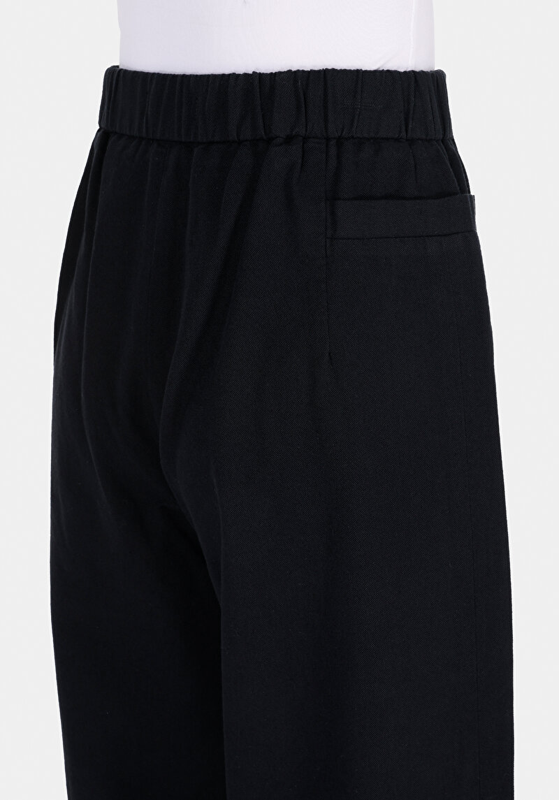 Afișați detalii pentru Regular Fit Talie Înaltă Picior Larg Pantaloni Negri Pentru Femei