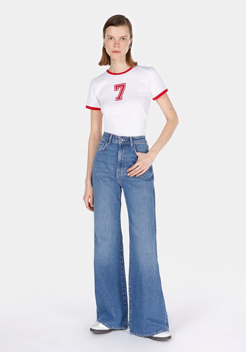 Imagine a Tricou Cu Maneca Scurta De Dama Alb Slim Fit Cl1073533